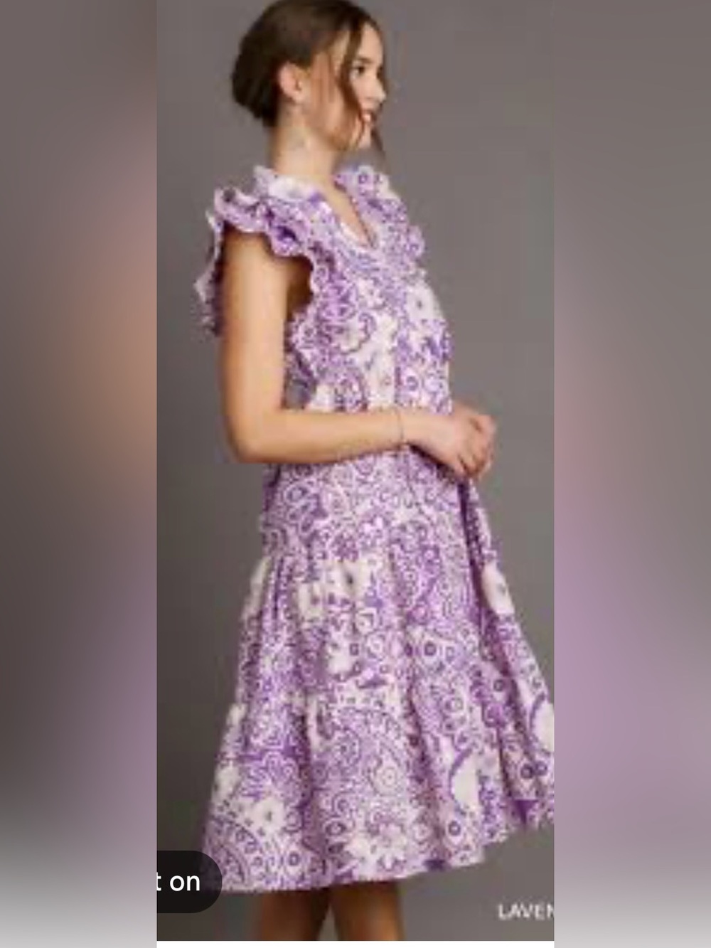 Umgee Purple and Cream Floral Print Cotton Dress